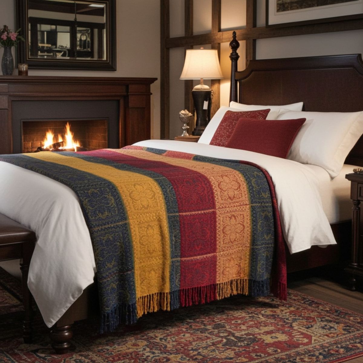 Large Boho Harmony Blanket | Chenille Jacquard Throw for Comfort