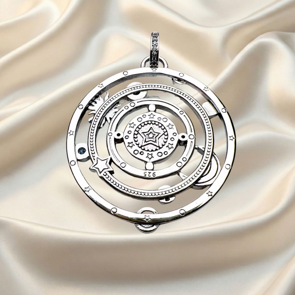 Sterling Silver Cosmic Pendant for Positivity & Luck - Image 3