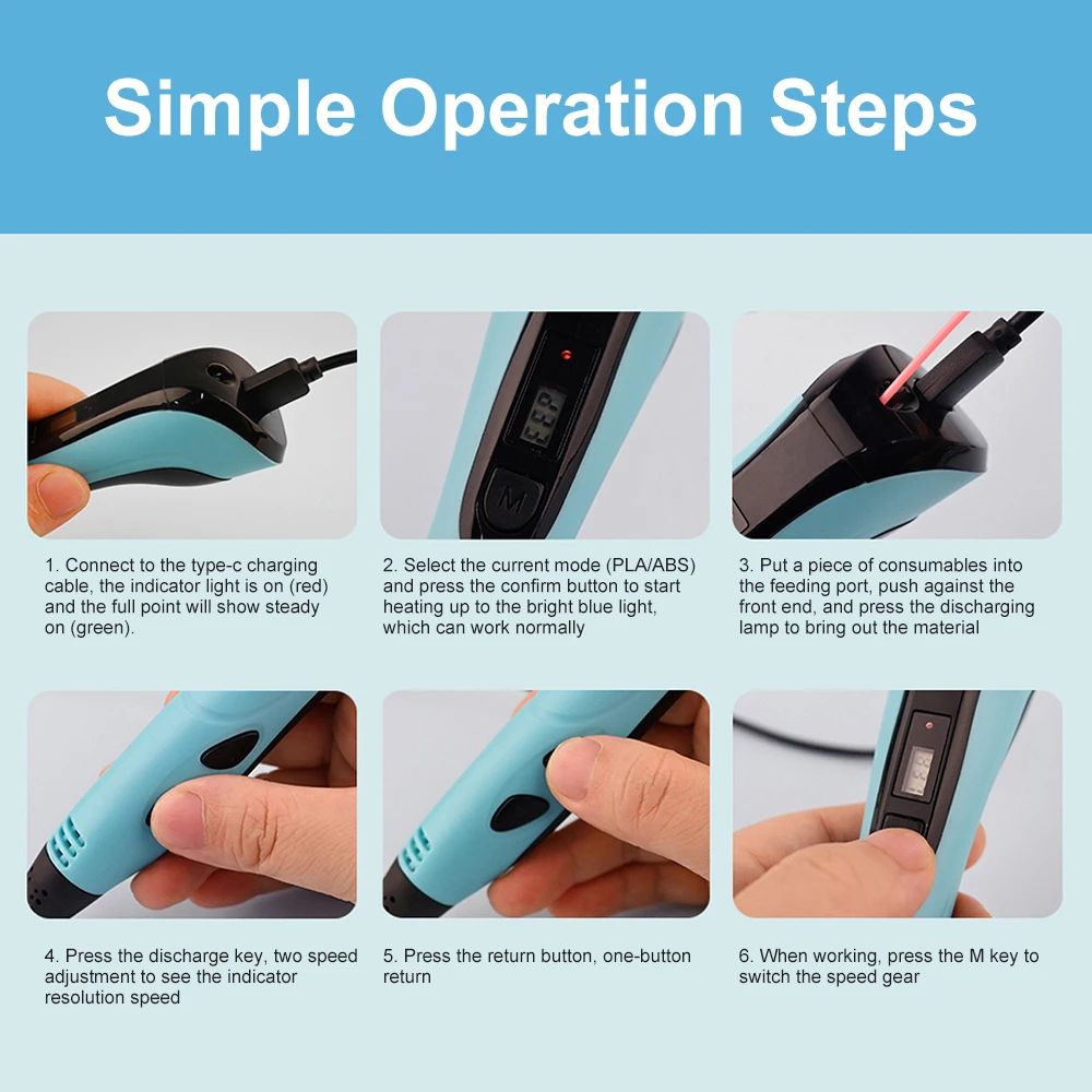 Adjustable 3D Printing Pen – PLA & ABS Compatible Creative Kit - Image 4