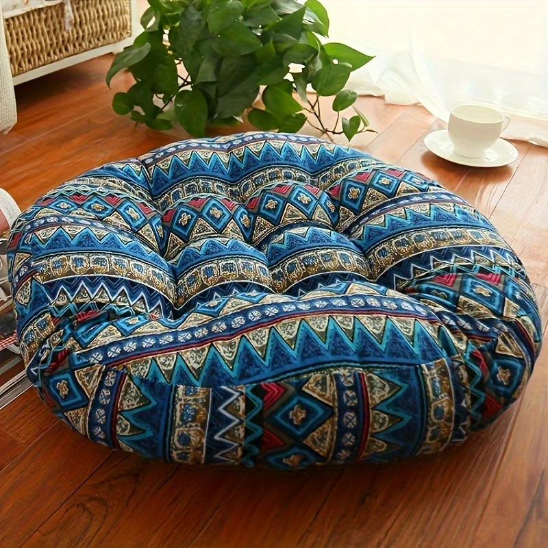 Tranquil Blue Tribal Meditation Cushion | Mindful Calm