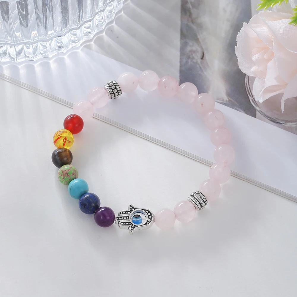 Tiger Eye & Lava Bead Bracelet | Hamsa Charm Design - Image 6