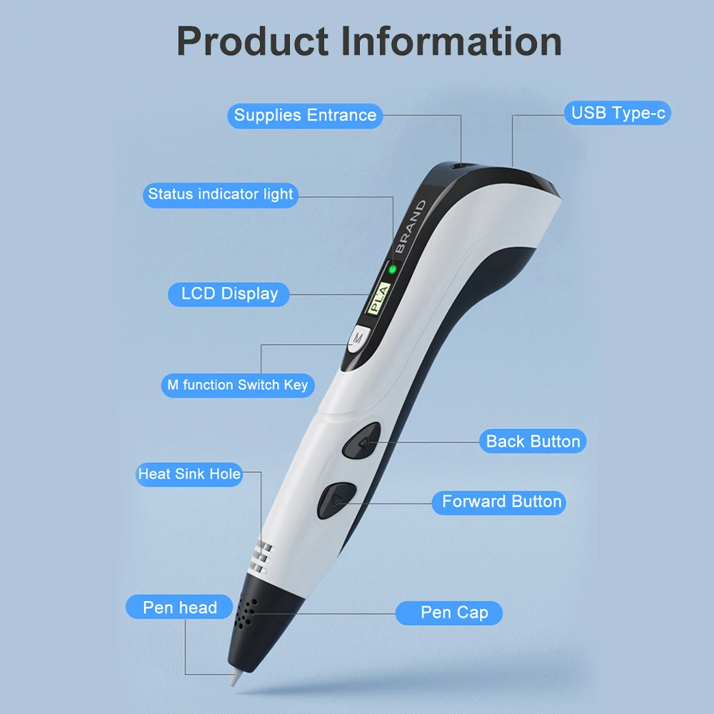 Adjustable 3D Printing Pen – PLA & ABS Compatible Creative Kit - Image 3