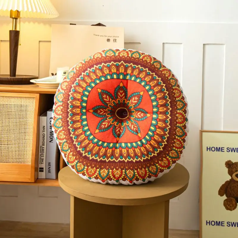 Bohemian Mandala Round Cushion | Colourful Floor & Seat Cushion