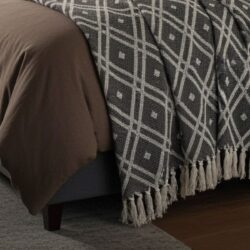 Boho Cotton Throw Blanket – Black & Beige Regency