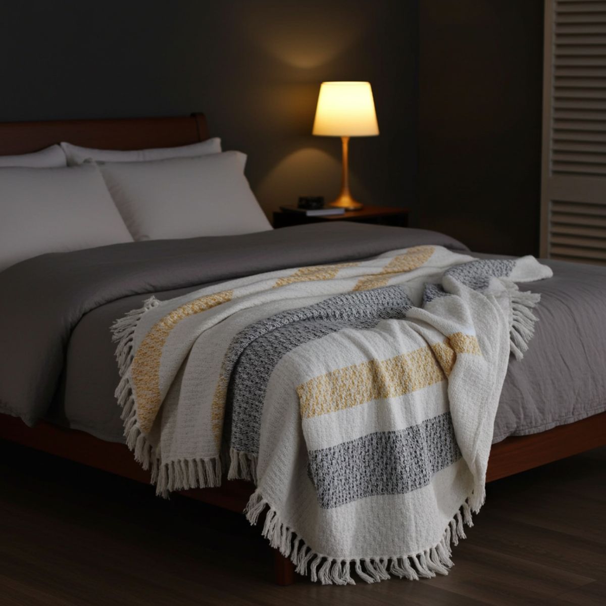Boho Cotton Throw Blanket – Mellow Mattala Neutral Stripe Throw