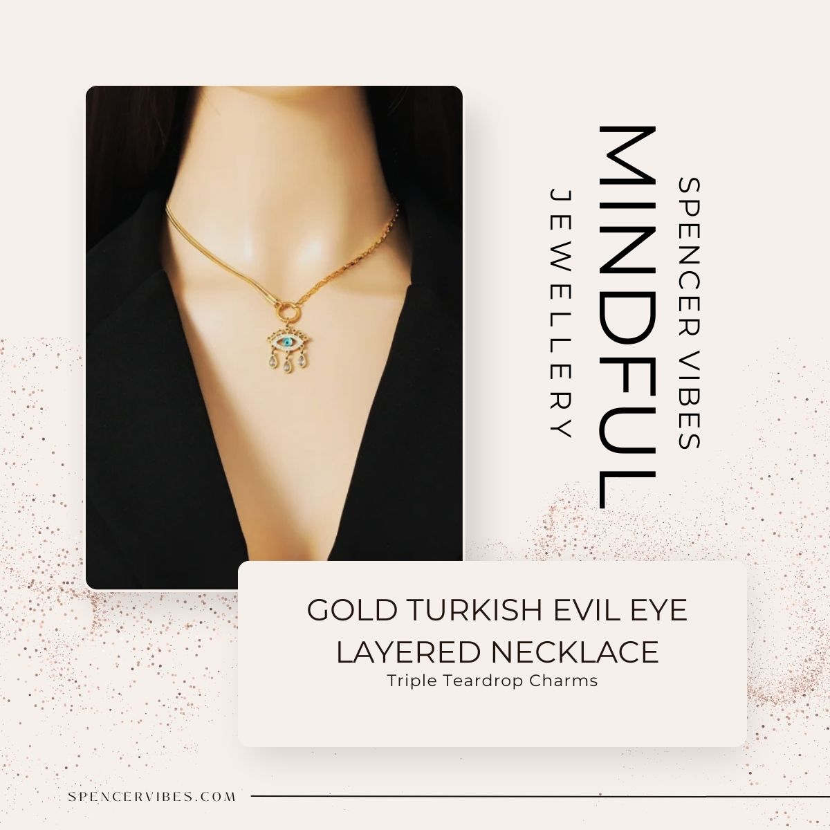 Gold Layered Turkish Evil Eye Necklace | Elegant Charm Jewellery