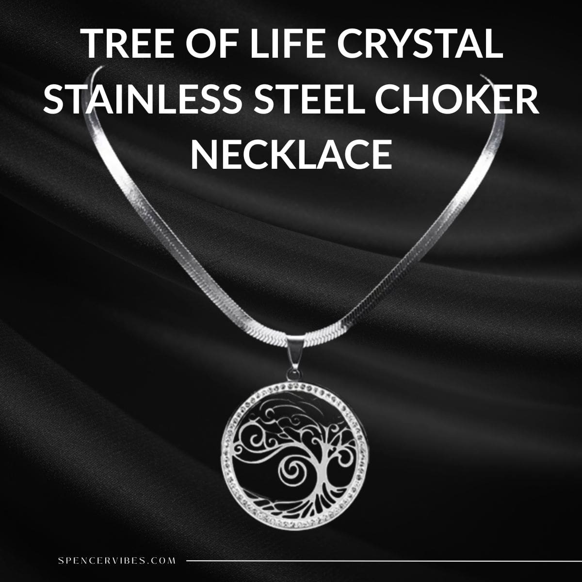 Tree of Life Crystal Stainless Steel Choker Necklace