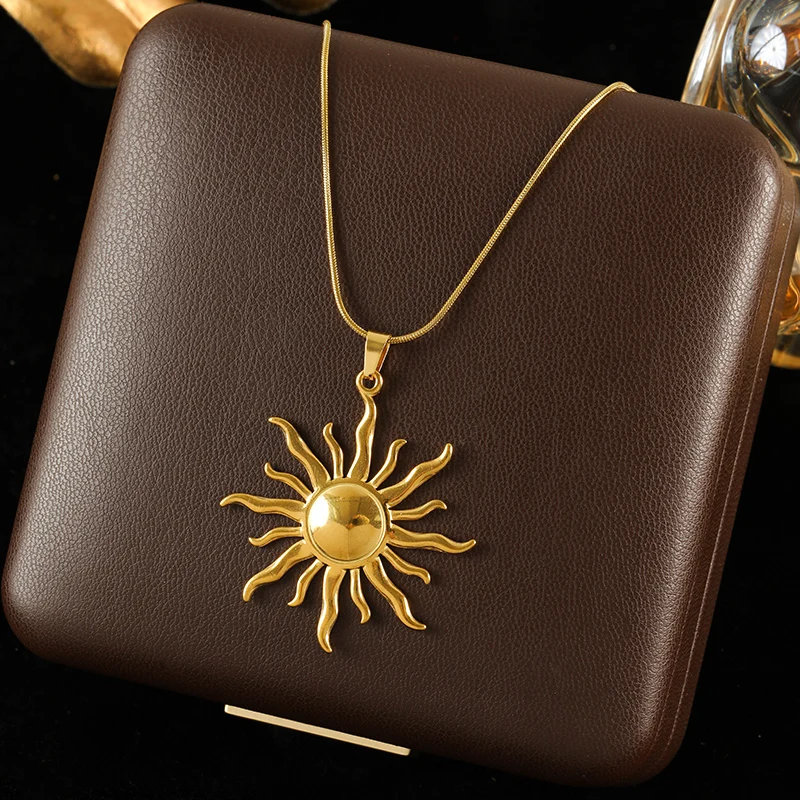 Golden Sunburst Pendant Necklace