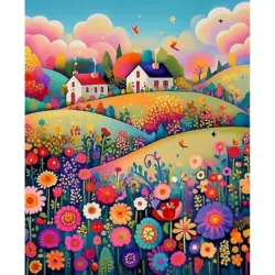 Garden House Oil Painting by Numbers | Relaxing Canvas Art Kit