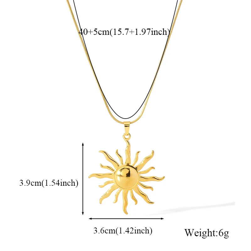 Golden Sunburst Pendant Necklace - Image 2