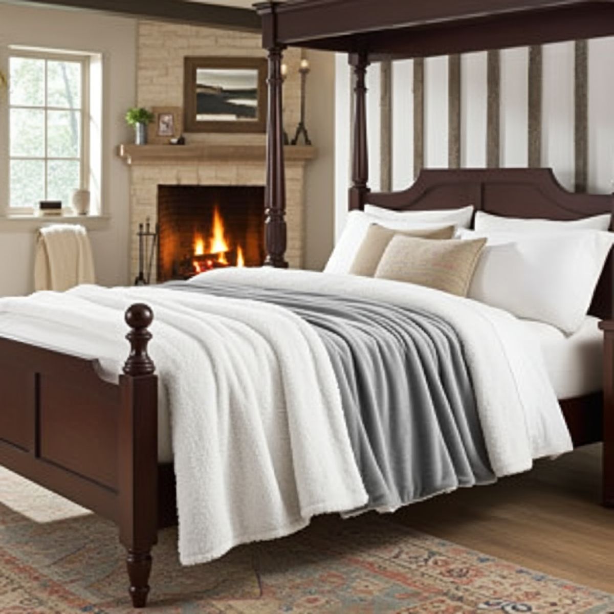 Ultra-Soft Sherpa Fleece Blanket – Calm Grey