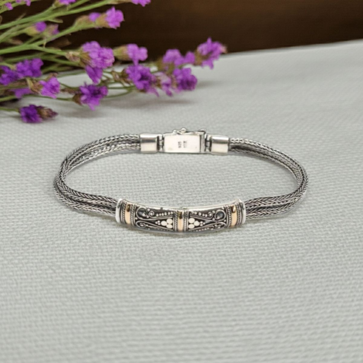 Silver & Gold Twin Chain Bracelet – Unisex Design