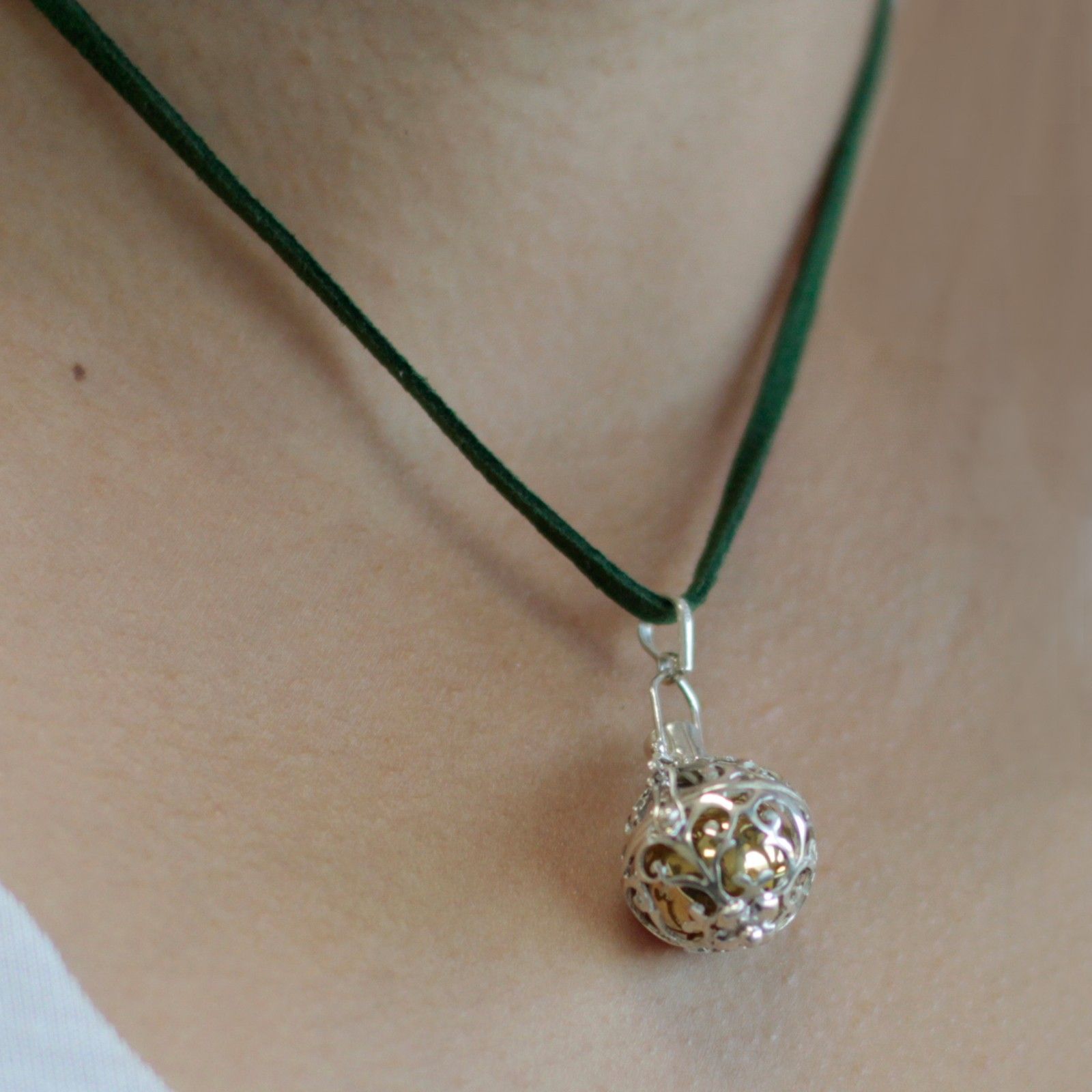 Silver Angel Bell Necklace – Romance – 18mm Artisan Bell from Bali