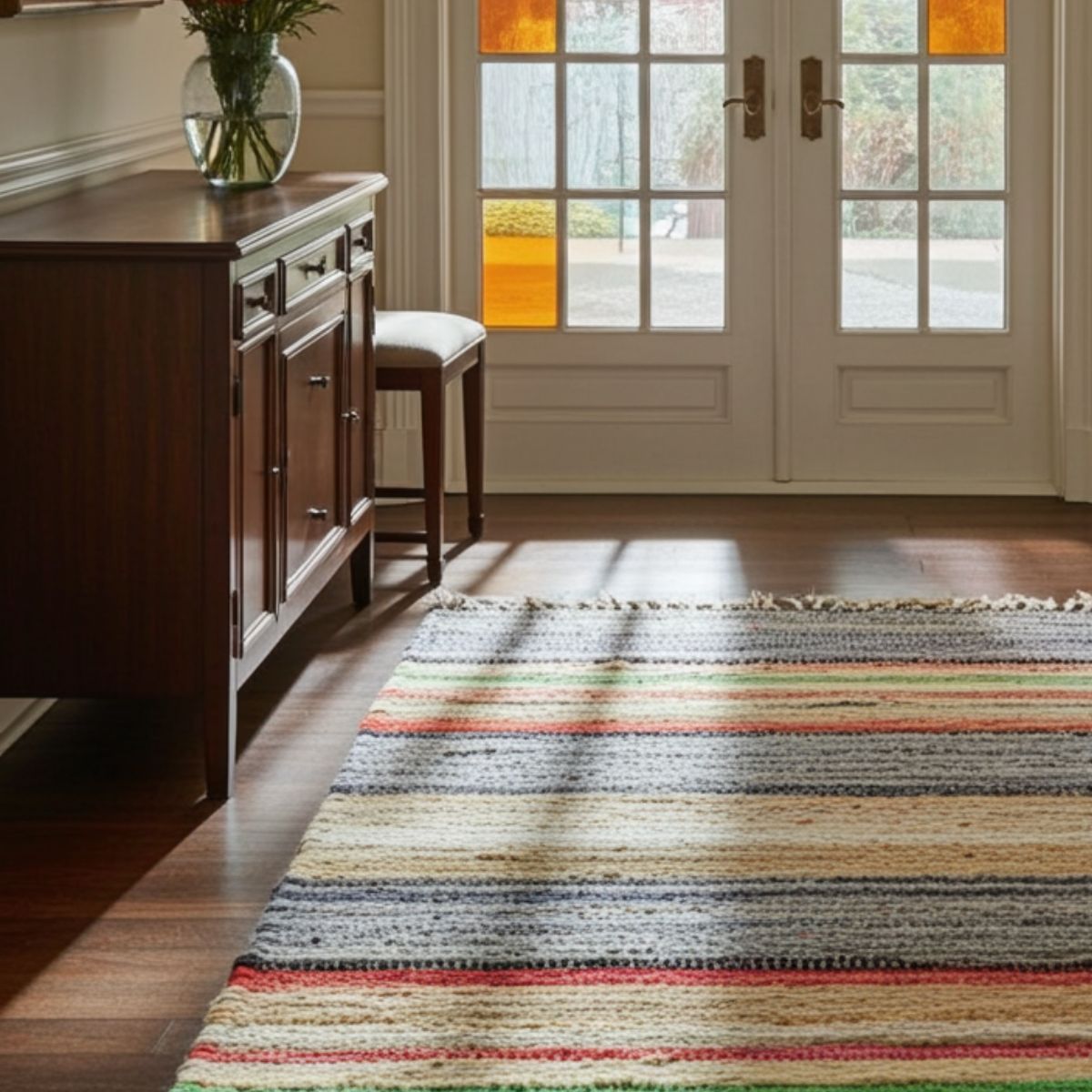 Premium Handwoven Rag Rug in Rainbow Colours (150 × 200 cm)