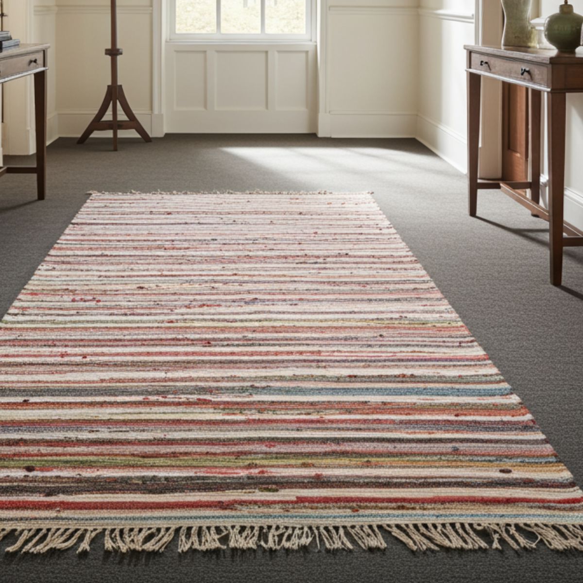 Handwoven Multicolour Cotton Floor Rag Rug (150 × 200 cm)