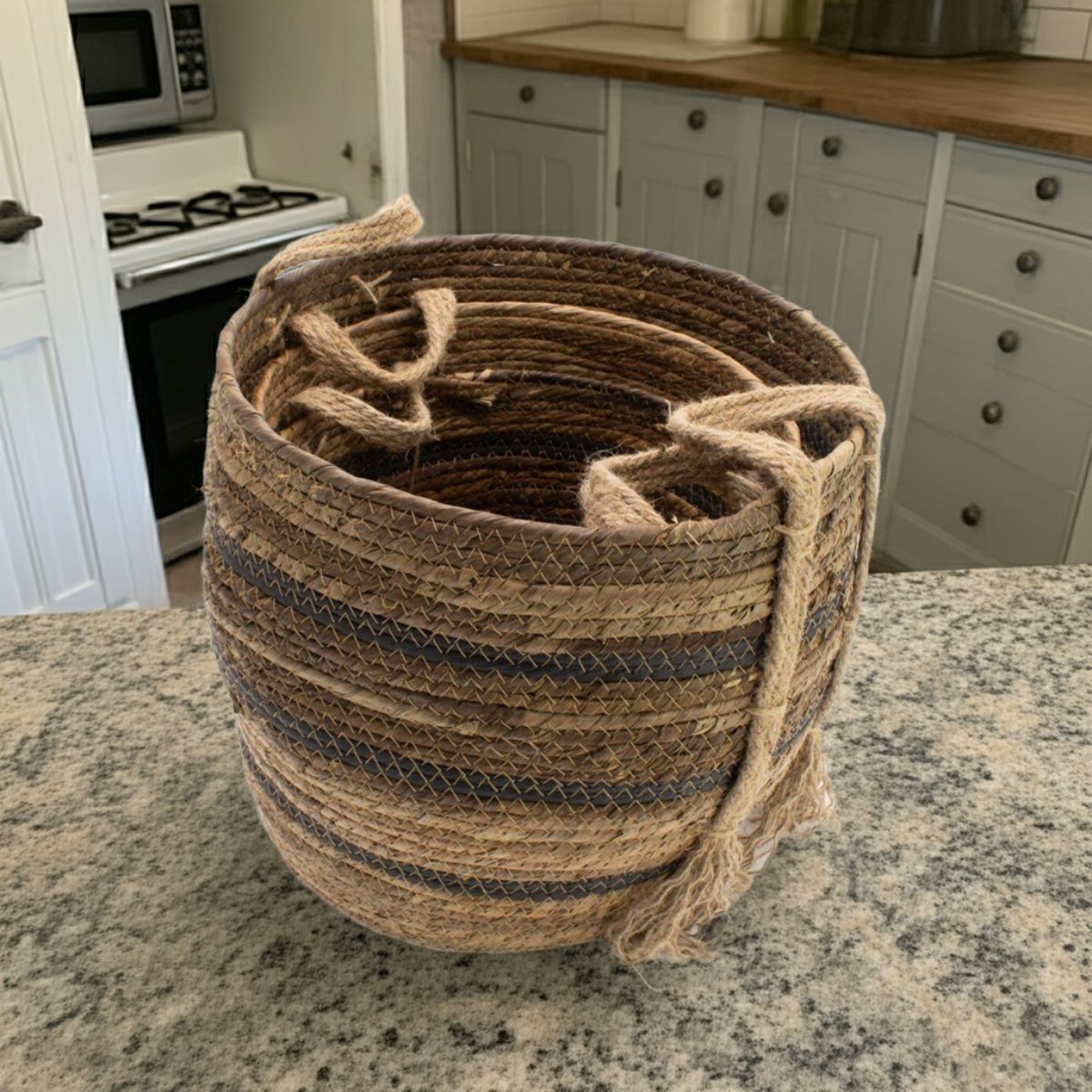 Banana Leaf & Seagrass Storage Baskets – Natural Browns (Set of 3)