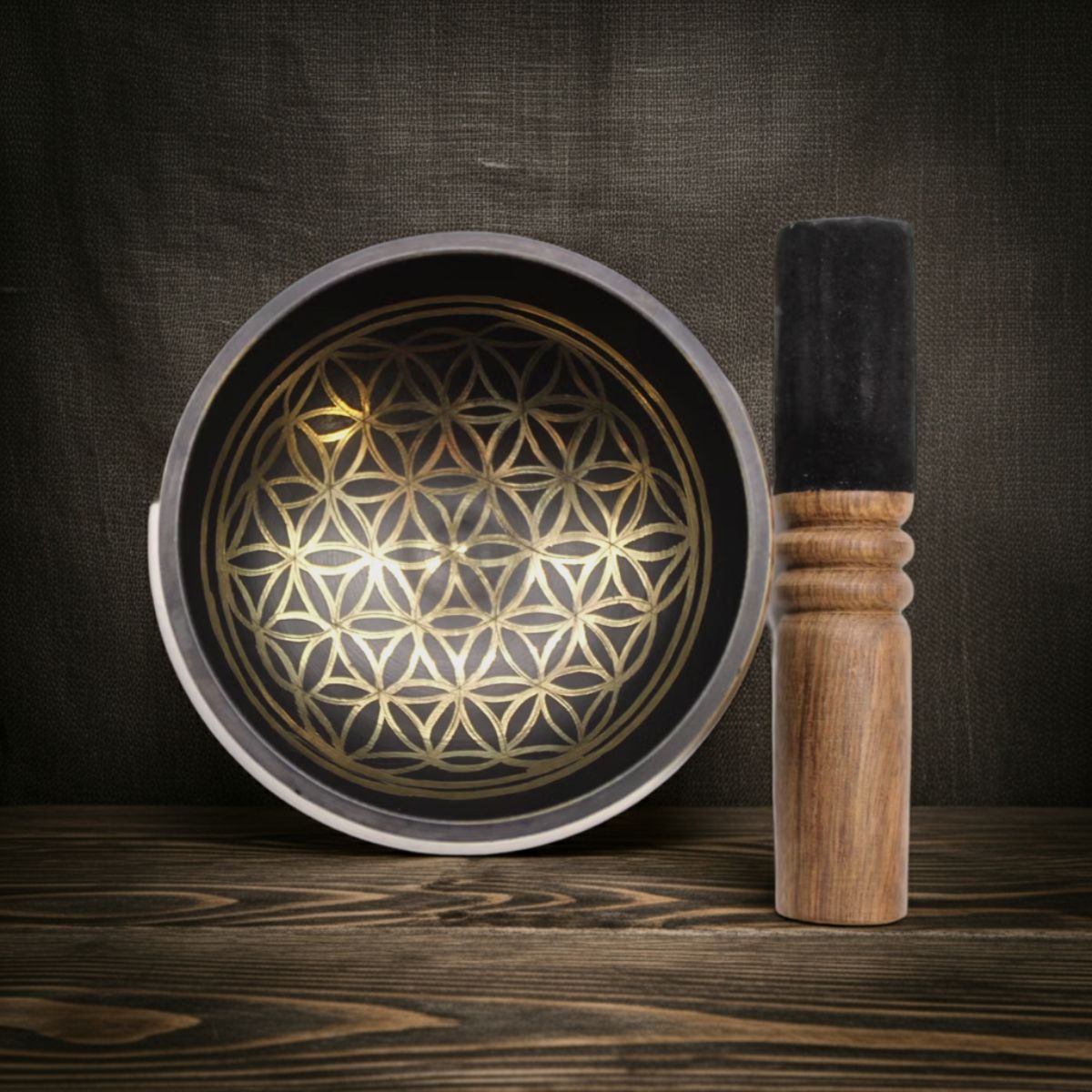 Sacred Geometry Tibetan Singing Bowl Set – Etched Brass for Sound Healing